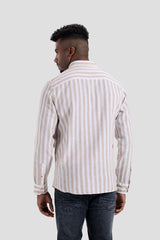 Beige Striped Slim Fit Shirt