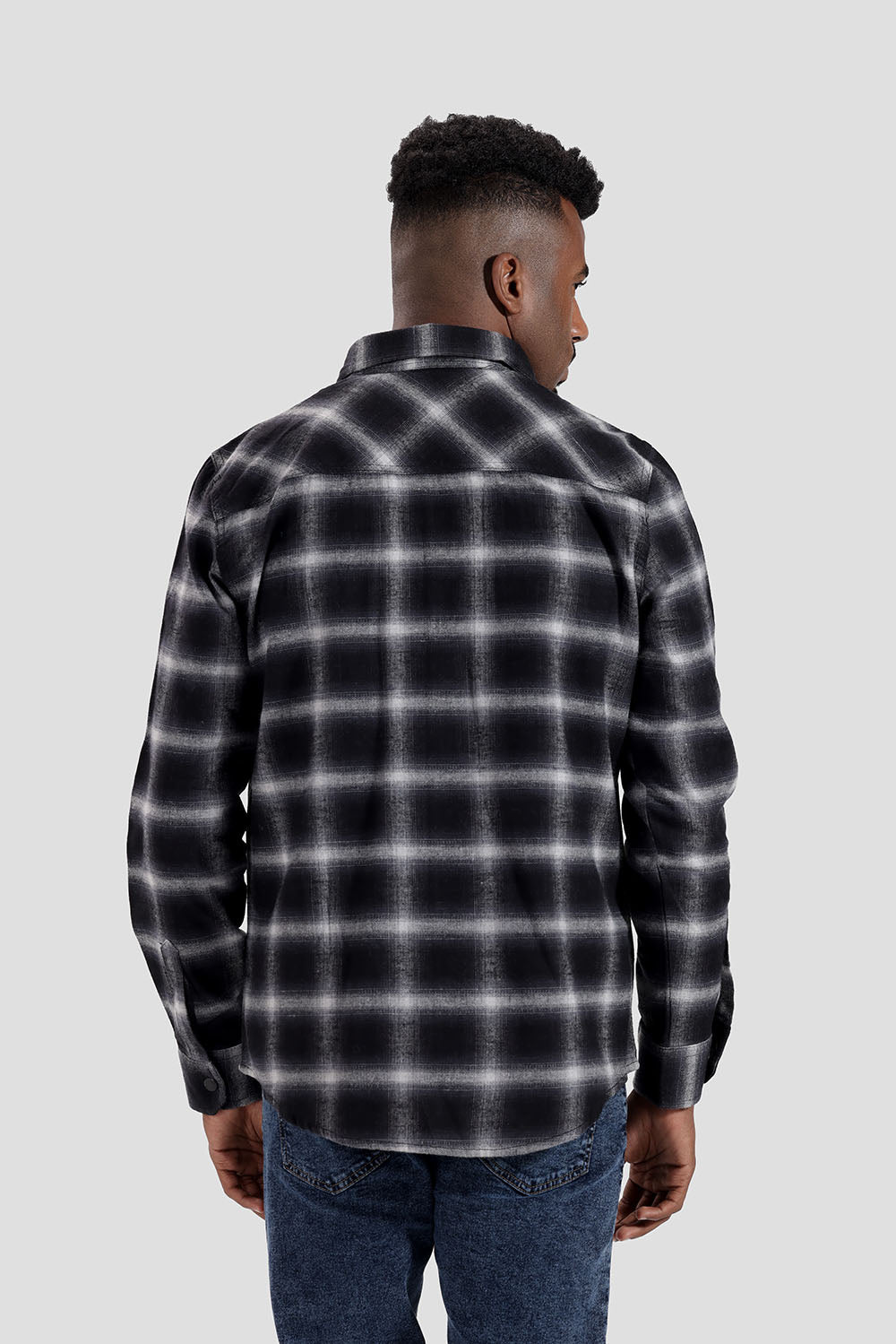 Grey Long Sleeve Checked Shirt