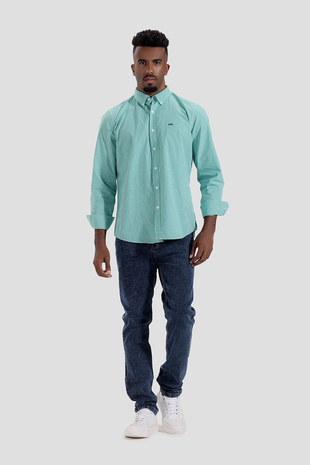 Green Checked  Slim Fit Shirt