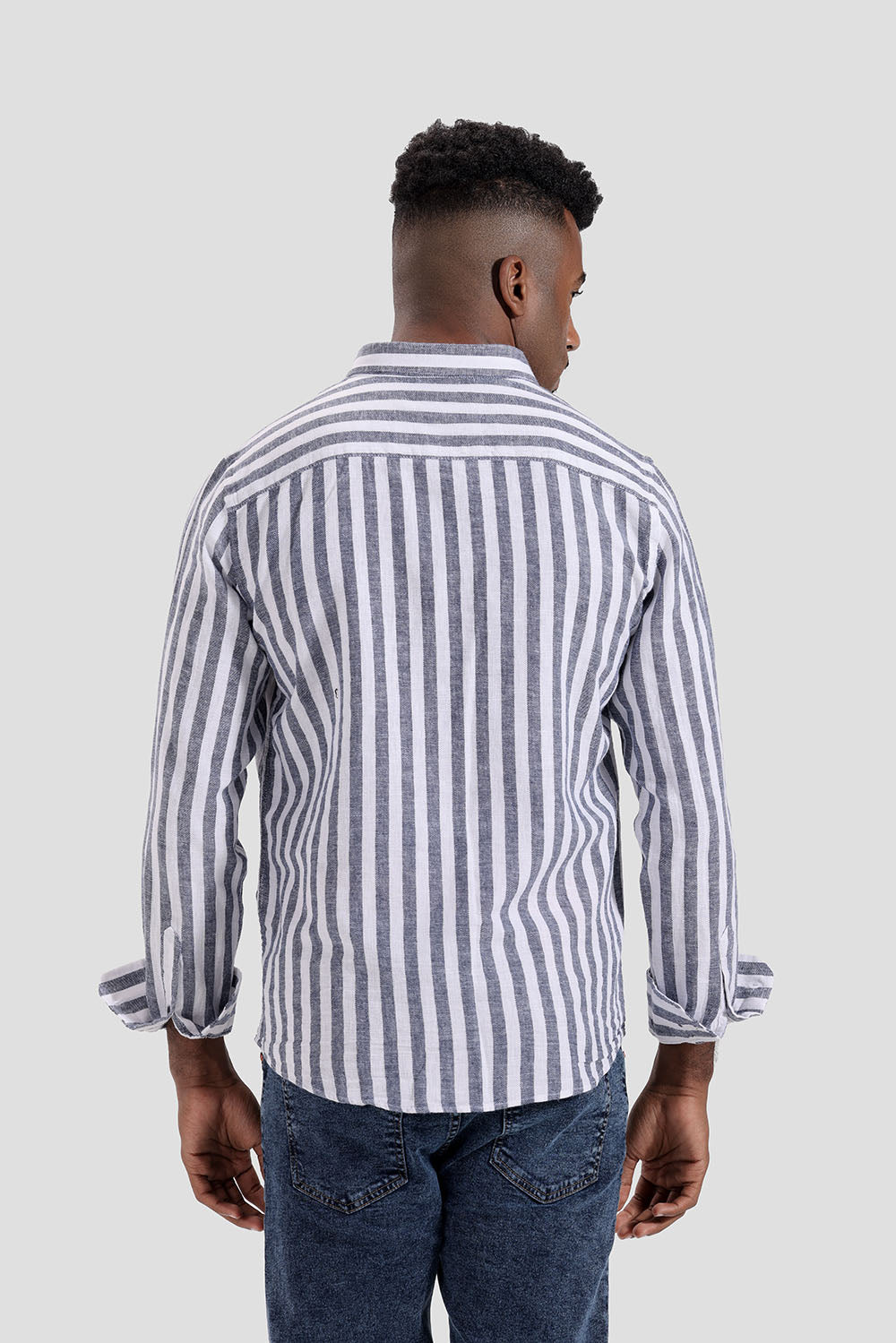 Navy Striped Slim Fit Shirt