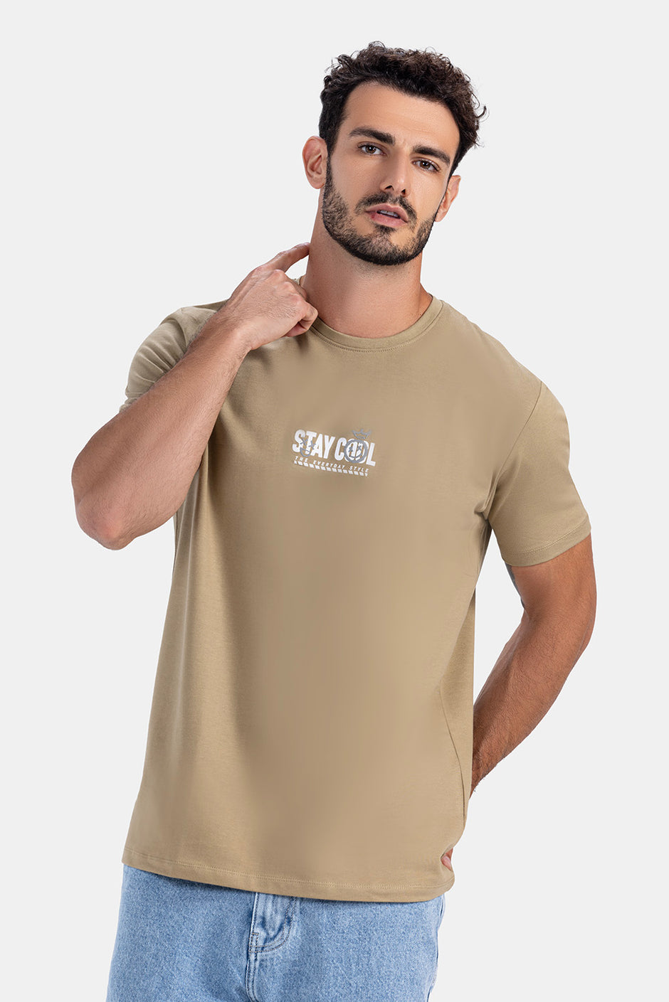 Coffee Crew Neck Printed T-Shirt 