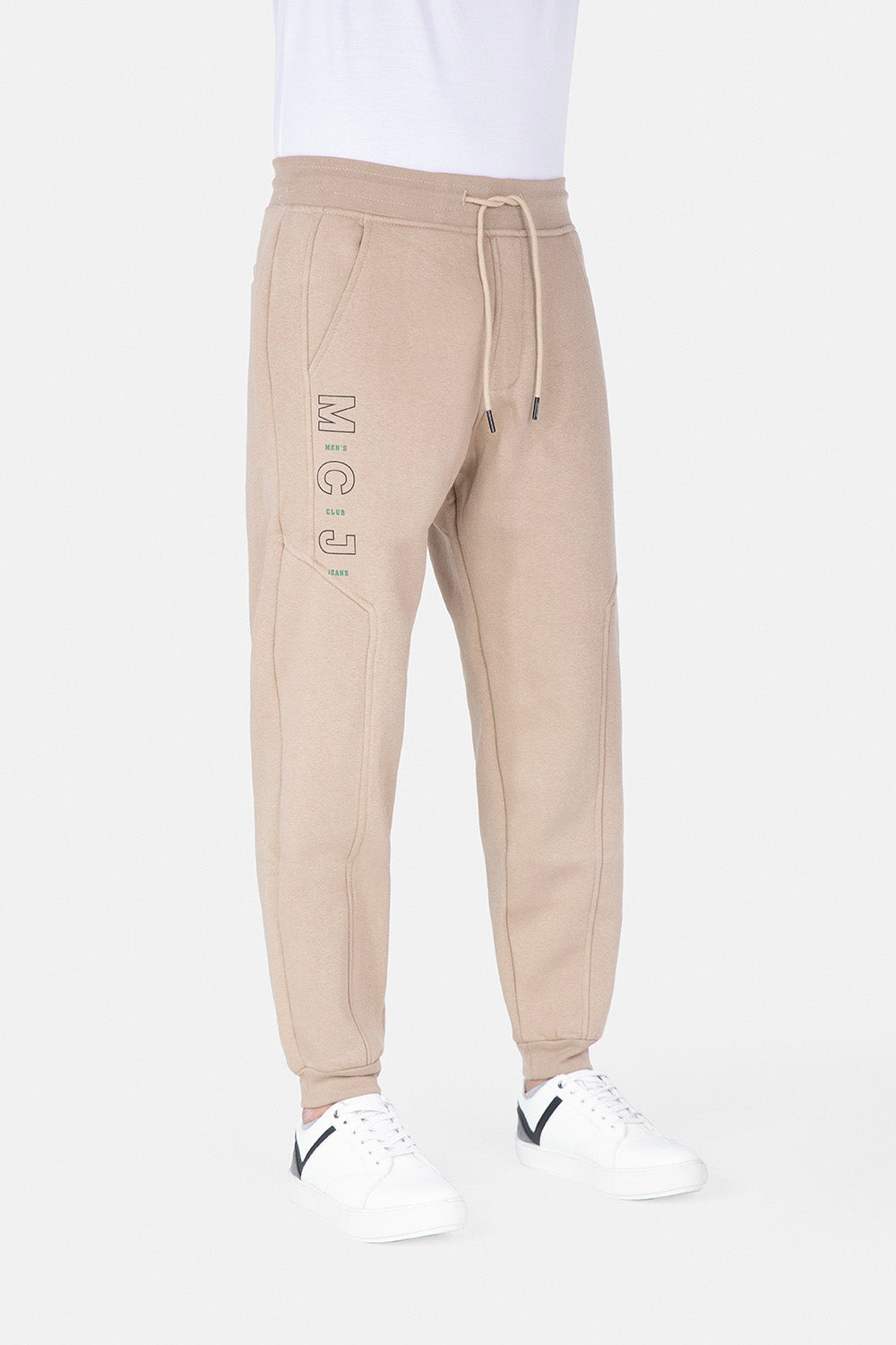 Beige Slim Fit Sweat Pants