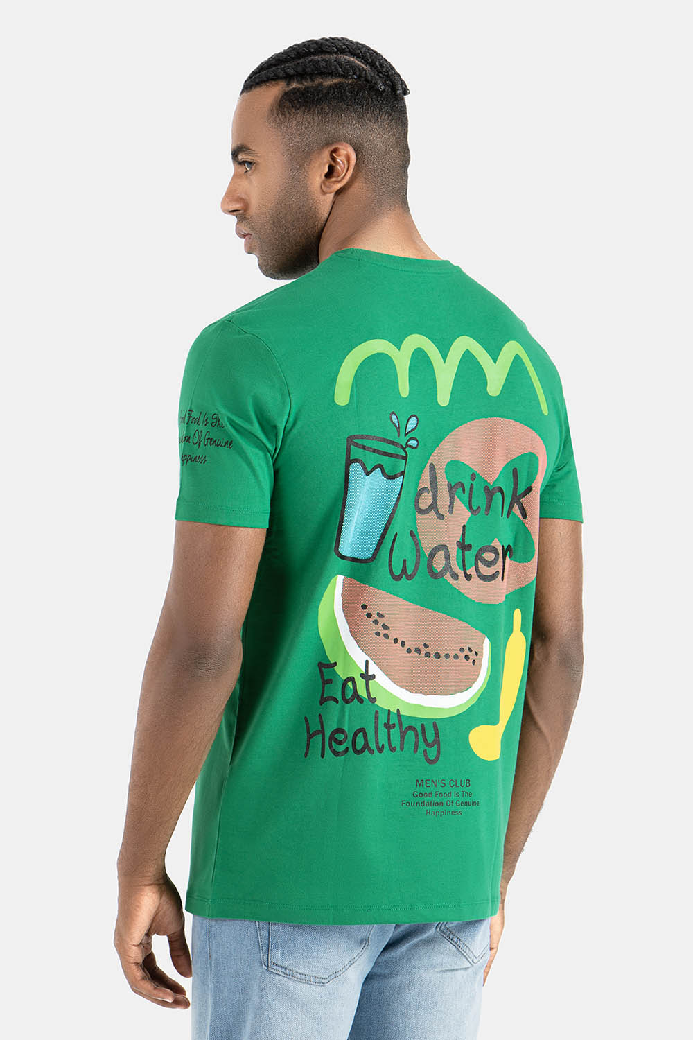 Green Printed Crew Neck T-Shirt