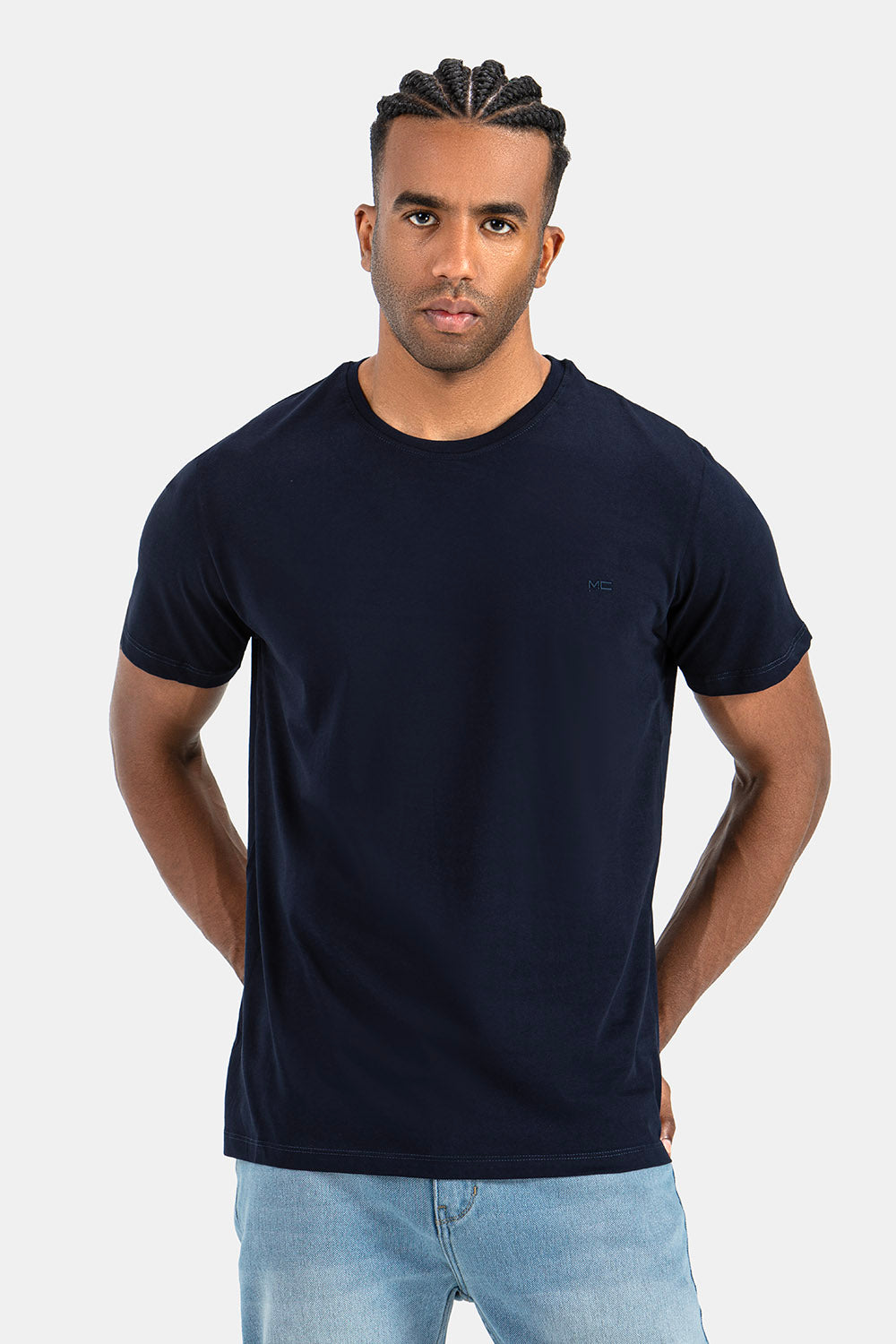 Navy Basic Crew Neck T-Shirt 