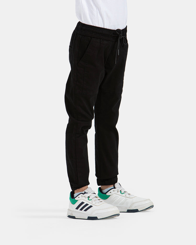 Black Gabardine Jogger Pants