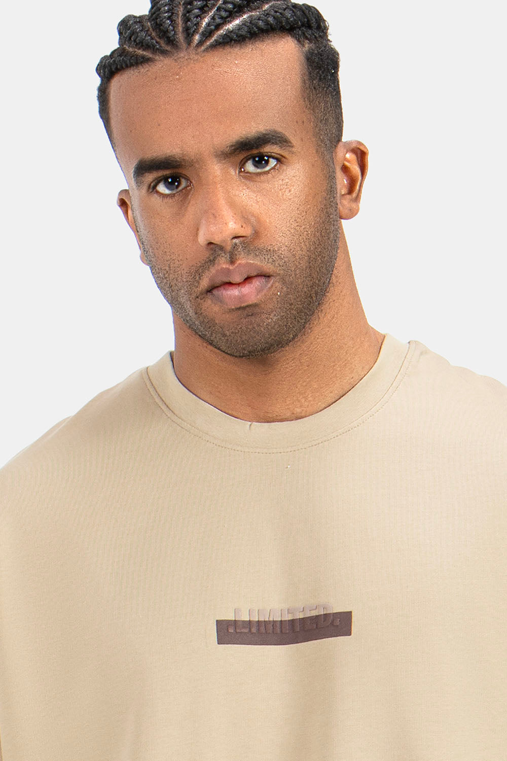 Beige Crew Neck Oversize T-Shirt