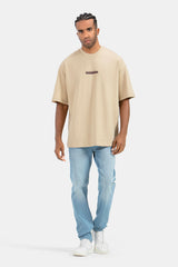 Beige Crew Neck Oversize T-Shirt