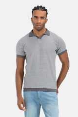 Grey Knitted Polo Shirt