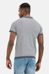 Grey Knitted Polo Shirt