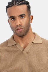 Beige Knitted Polo Shirt