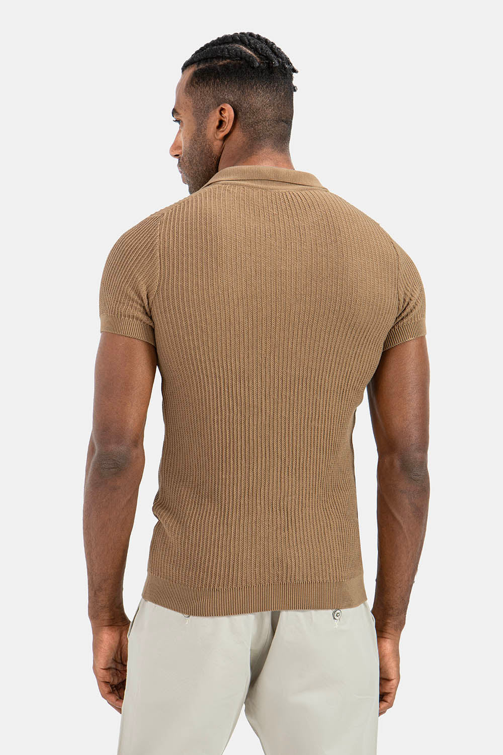 Beige Knitted Polo Shirt