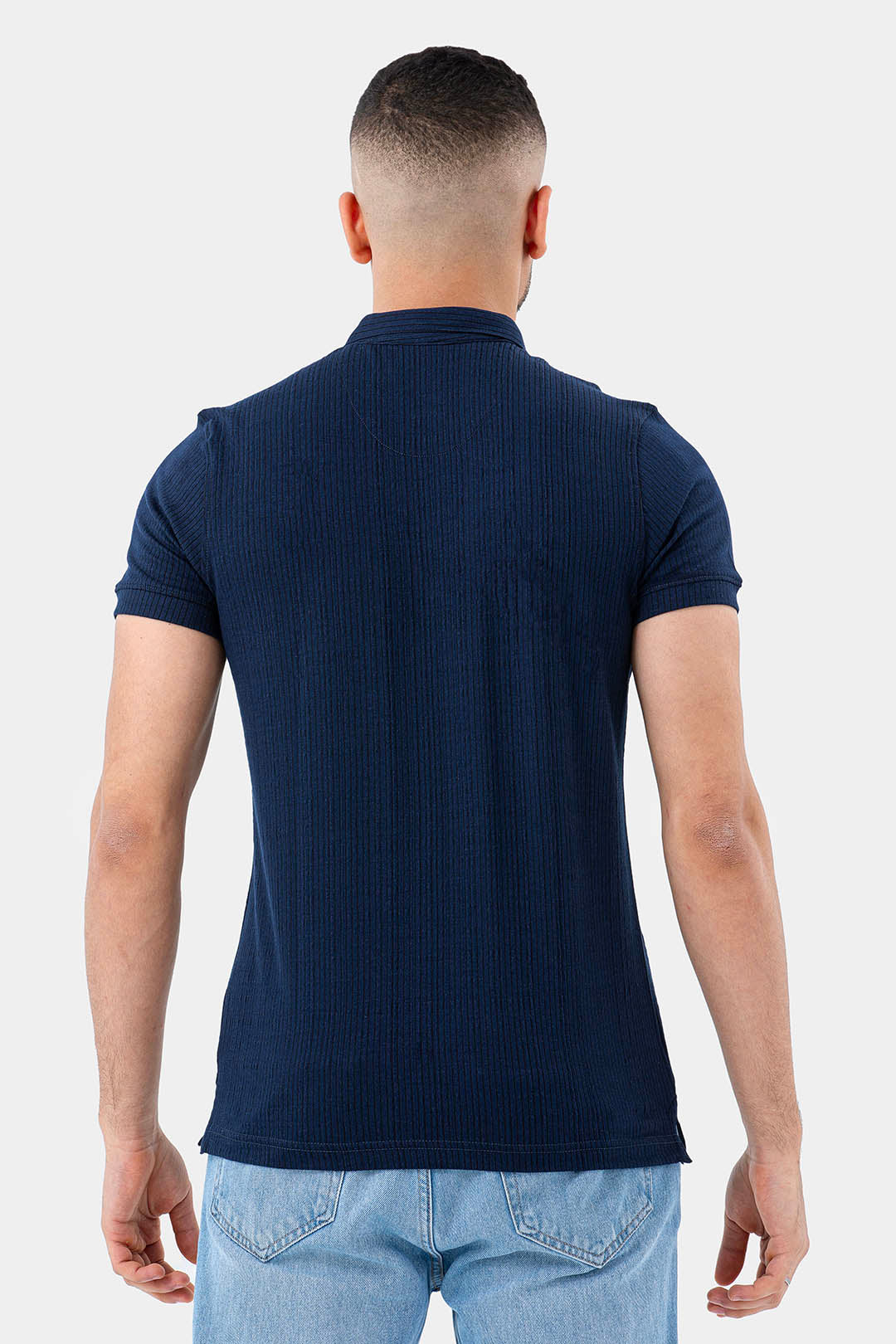 Navy Zipper Polo Shirt