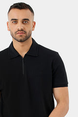 black zipper polo shirt