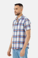 blue short sleeve slim fit shirt