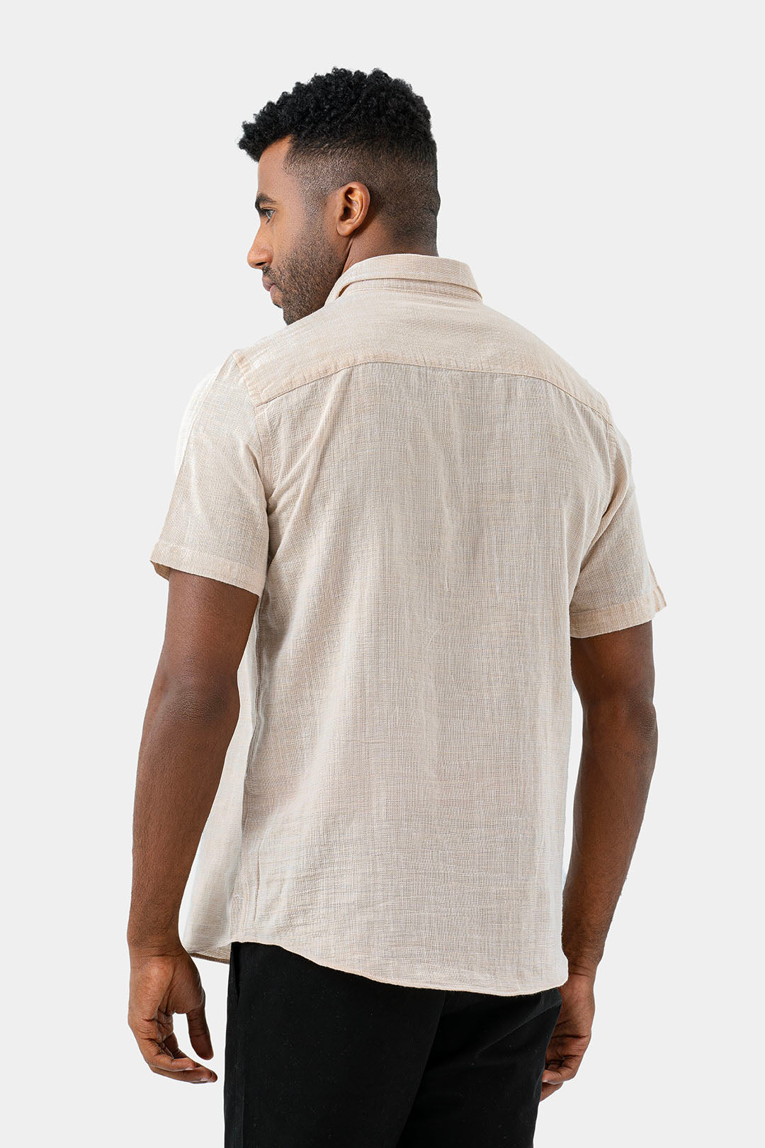 Beige Short Sleeve Slim Fit Shirt