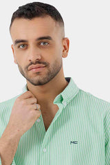 green striped slim fit shirt