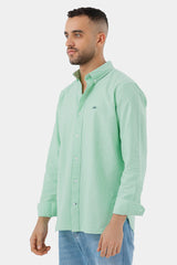 green striped slim fit shirt