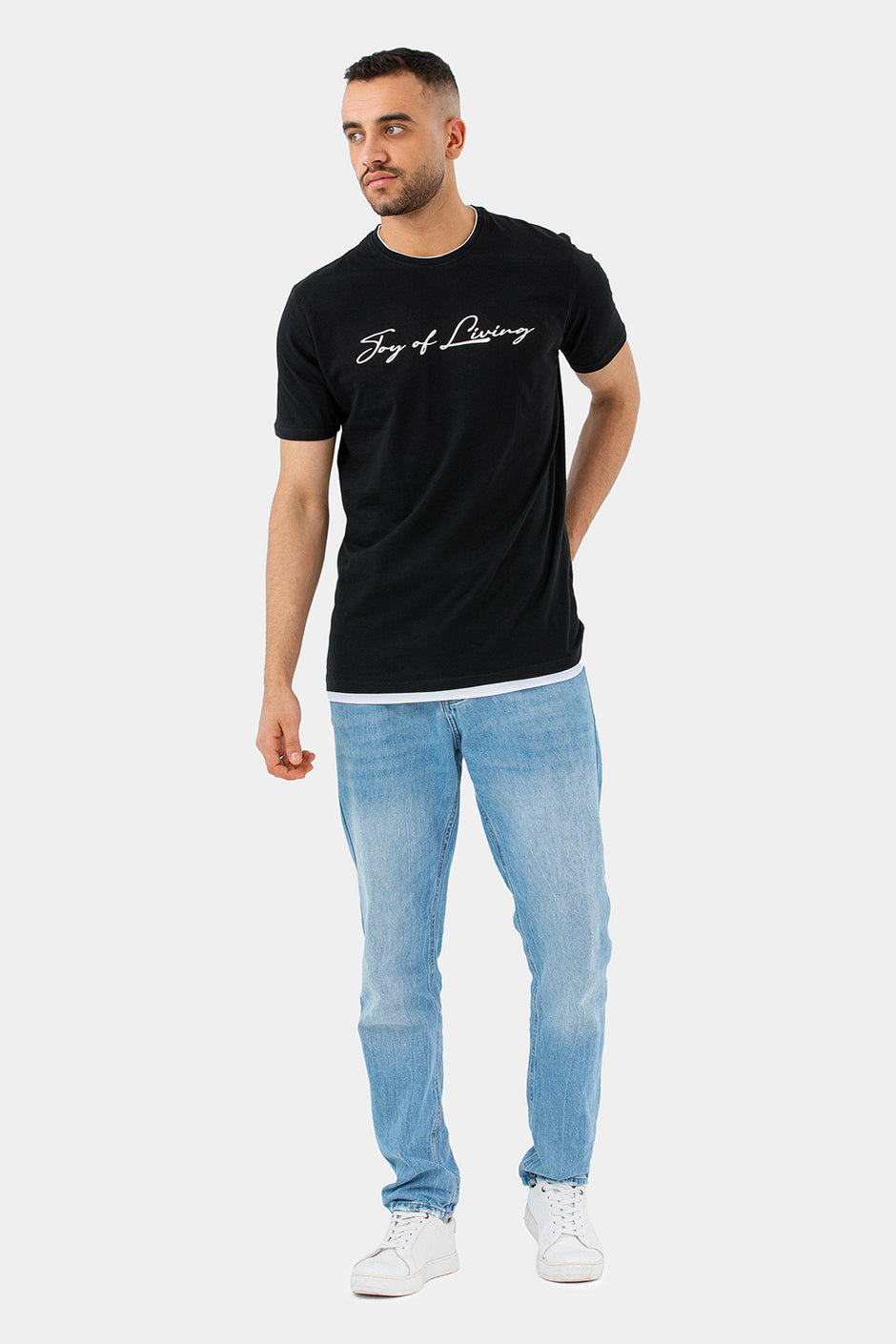 Black Printed Crew Neck T-Shirt