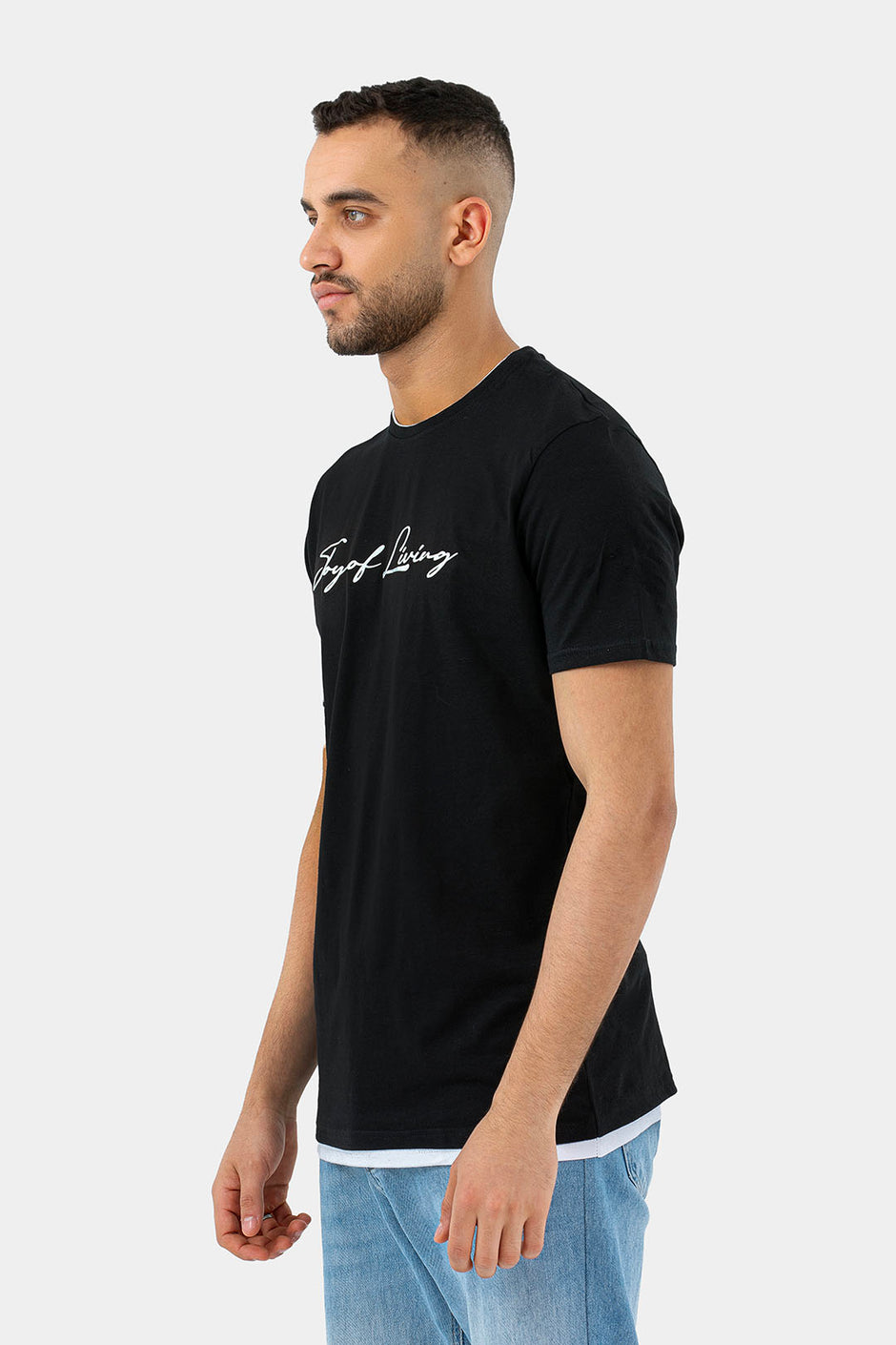 Black Printed Crew Neck T-Shirt