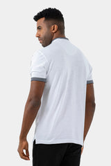 White Mandarin Collar Polo Shirt