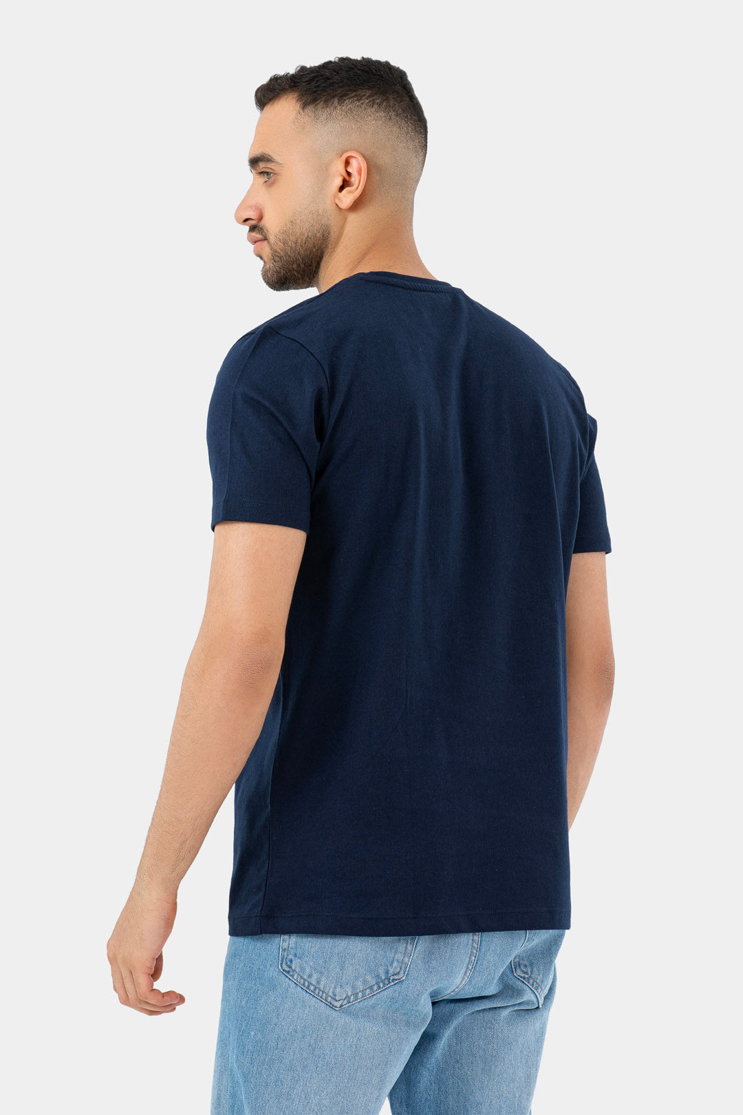 Navy Printed Crew Neck T-Shirt