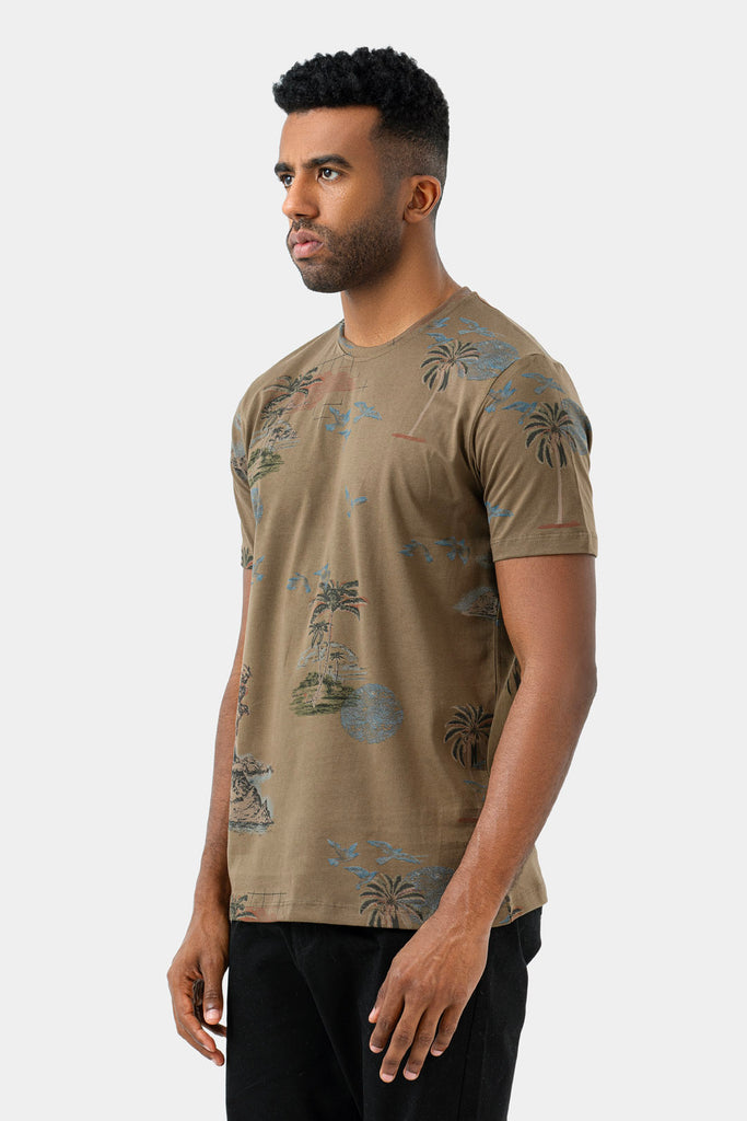 Oily Printed Crew Neck T-Shirt 