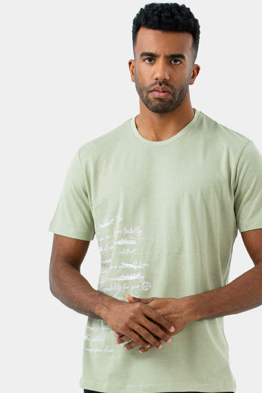 Mint Green Crew Neck Printed T-shirt