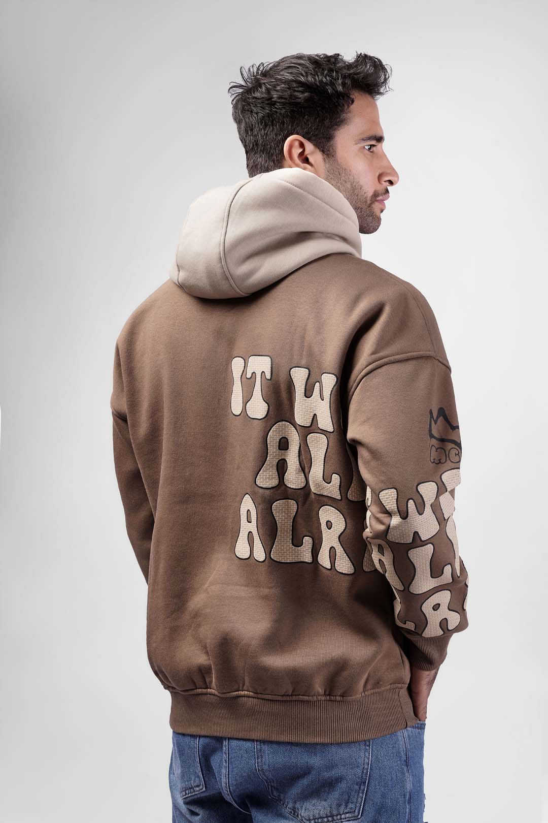 Printed Over Size Hoodie Sweatshirt