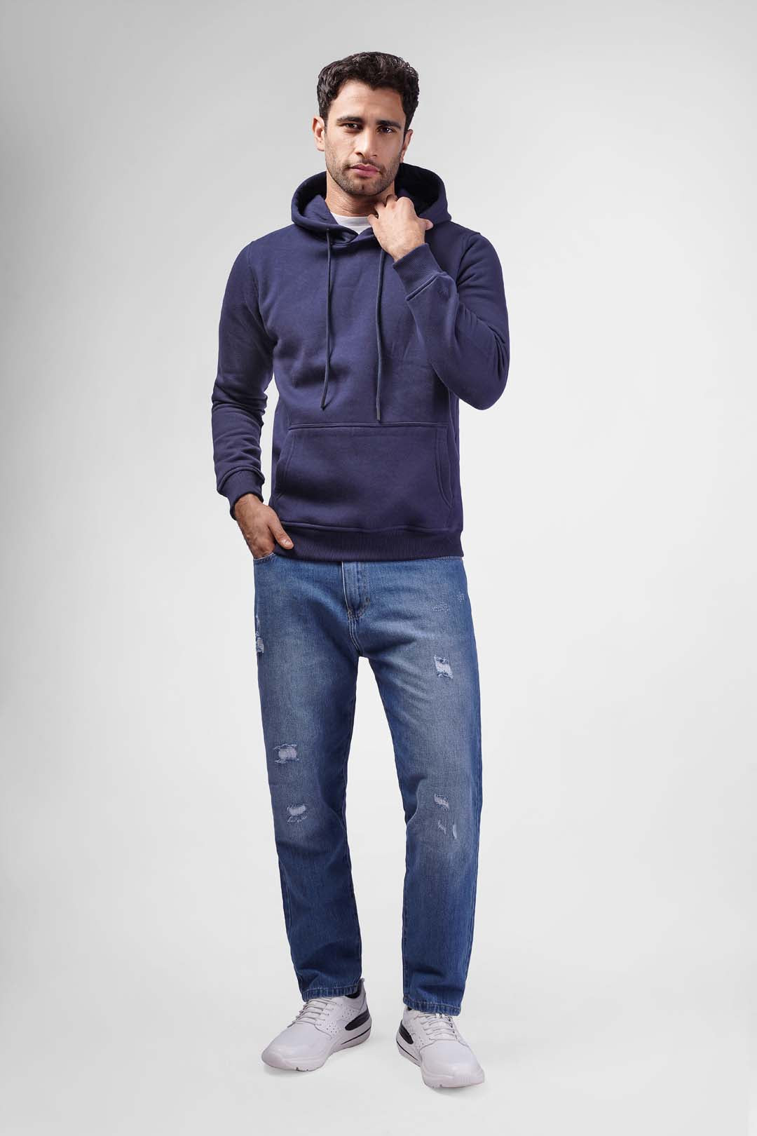 navy Basic Hoodie Sweatshirt