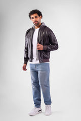 Slim Fit Hoodie Leather Jacket