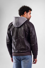 Slim Fit Hoodie Leather Jacket