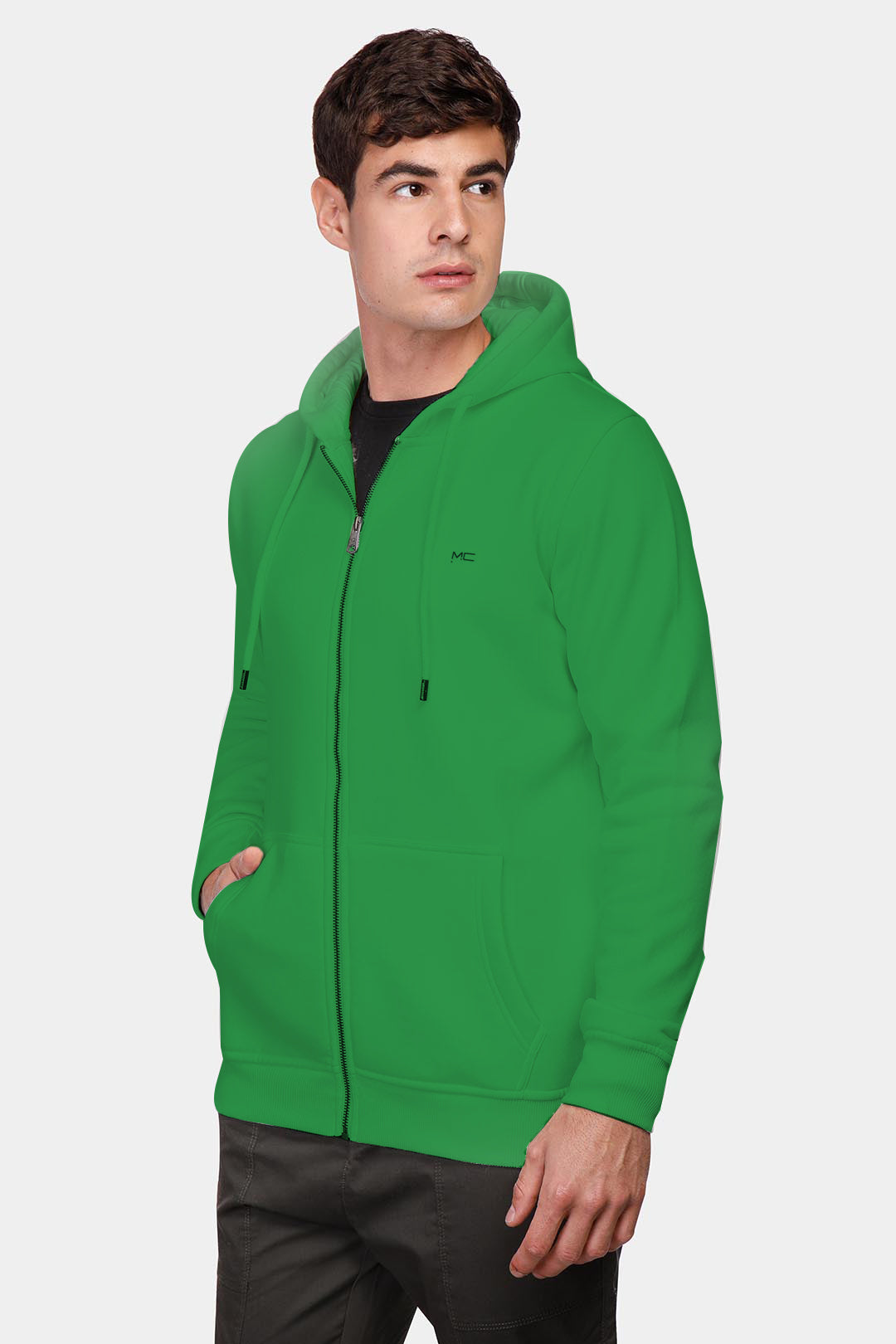 Green Zipper Hoodie Sweatshirt