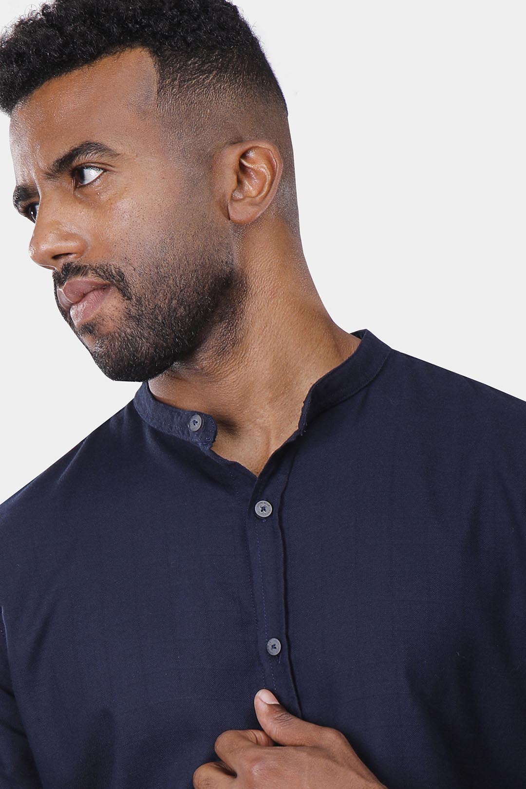 navy linen Slim Fit Shirt