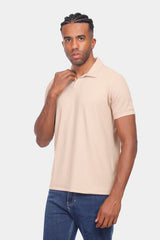 beige basic polo shirt