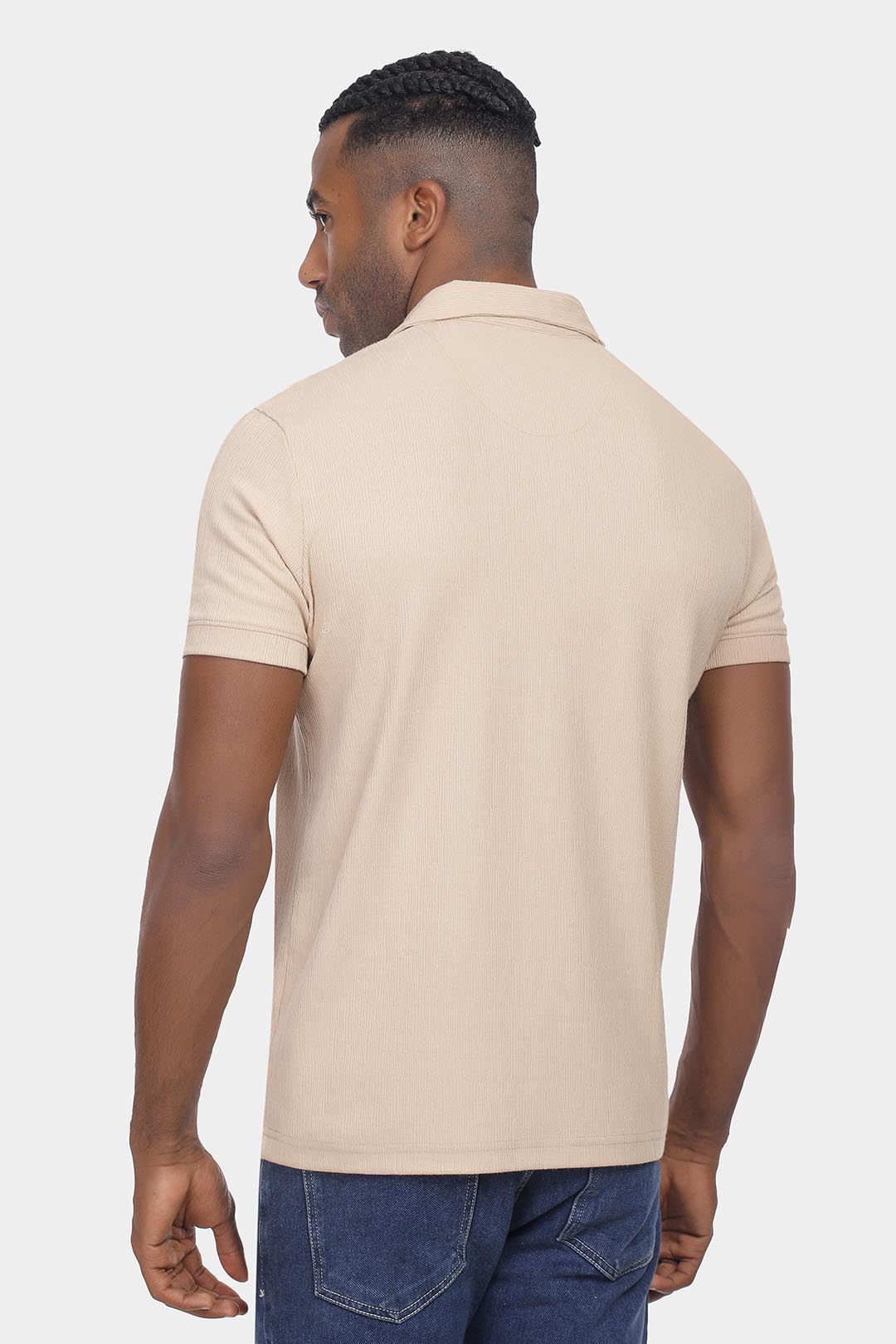 beige basic polo shirt