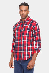 red checked slim fit shirt