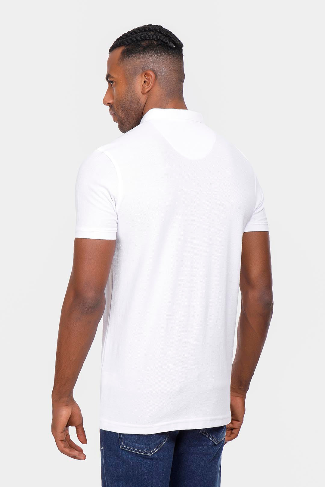 white zipper polo shirt