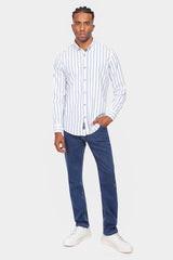 blue striped slim fit shirt