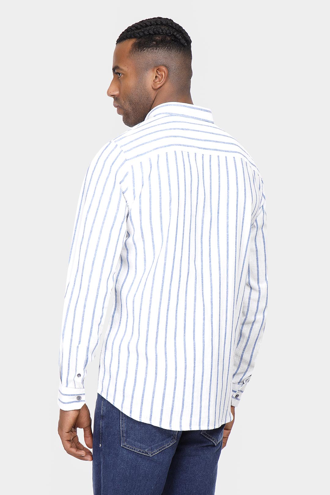 blue striped slim fit shirt