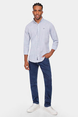 sky blue linen slim fit shirt