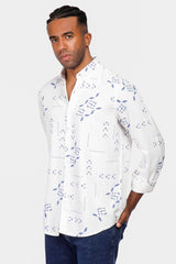 sky blue printed slim fit shirt