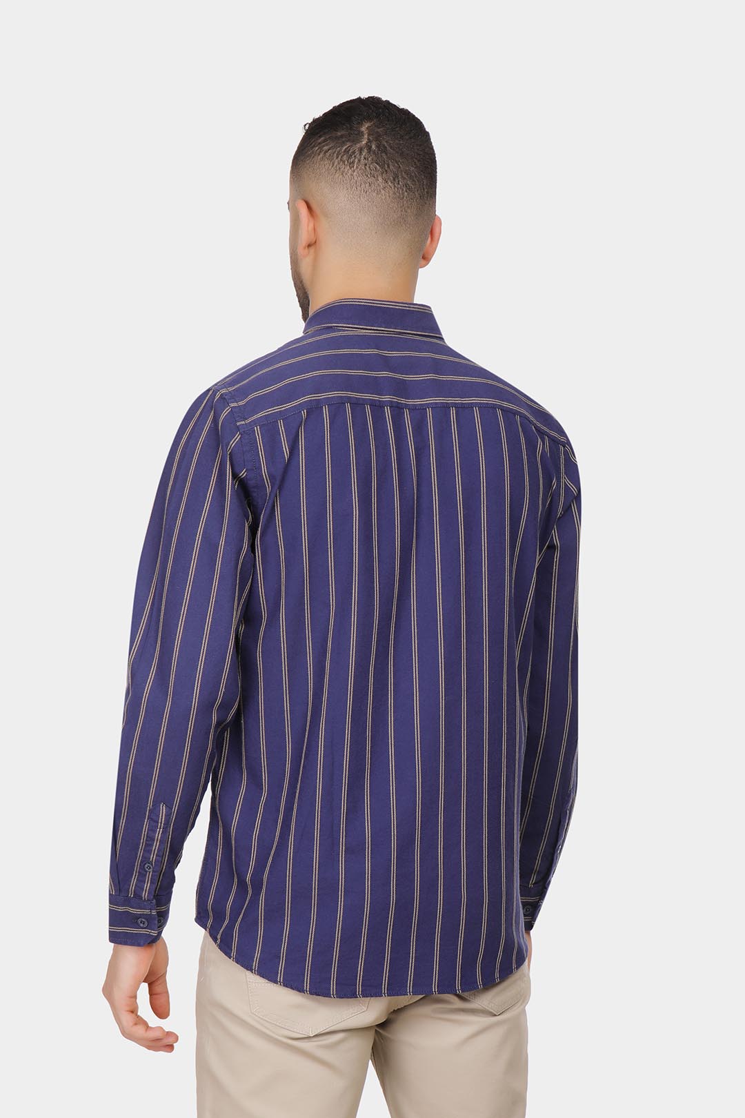 navy striped slim fit shirt