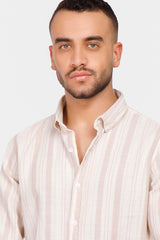 beige striped slim fit shirt