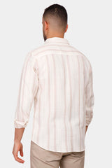 beige striped slim fit shirt