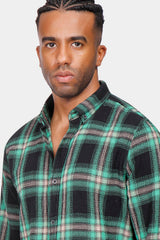 green checked slim fit shirt