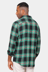 green checked slim fit shirt