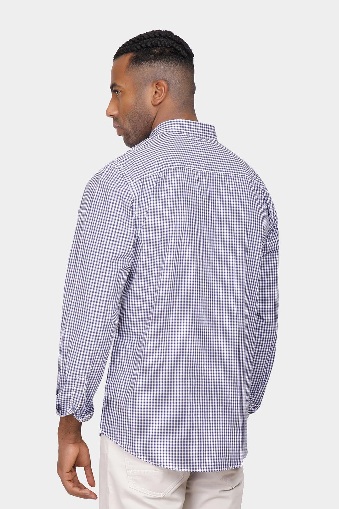 Navy Checked Slim Fit Shirt