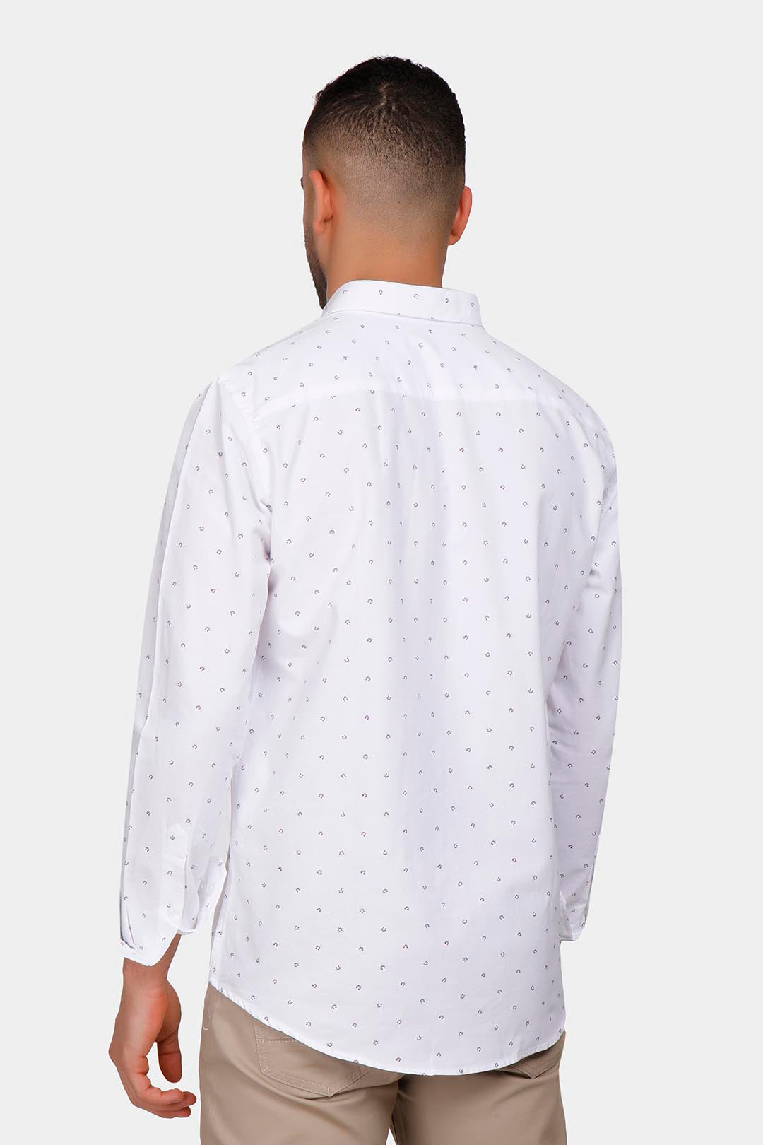 White Patterned Slim Fit Shirt