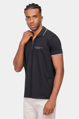 black zipper polo shirt