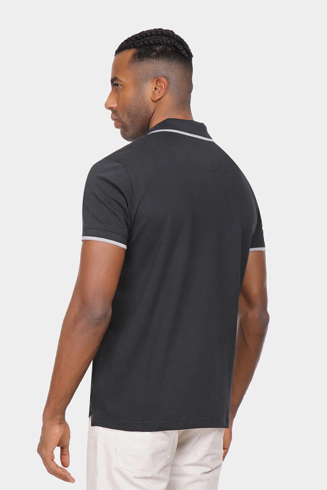 black zipper polo shirt